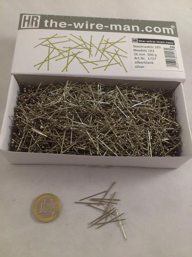 Iron pins 2.6 cm 500 gr. nickel-plated